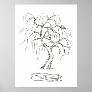 Weeping Willow Fingerprint Träd Poster