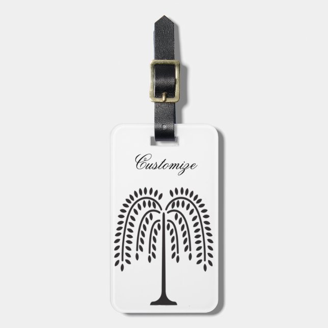 Weeping Willow Silhouette Thunder_Cove Bagagebricka (Vertikal Framsida)
