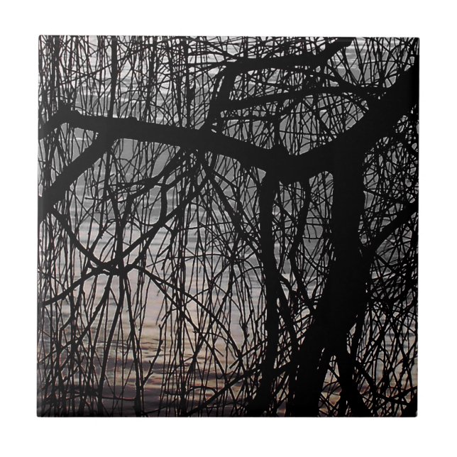 WEEPING WILLOW TRÄD KAKELPLATTA (Framsidan)