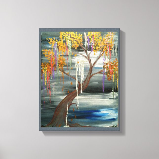 Weeping Willow Träd Original Art Print på Canvas (Framsida)