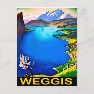 Weggis, utsikt över Lucernersjön, Schweiz Vykort