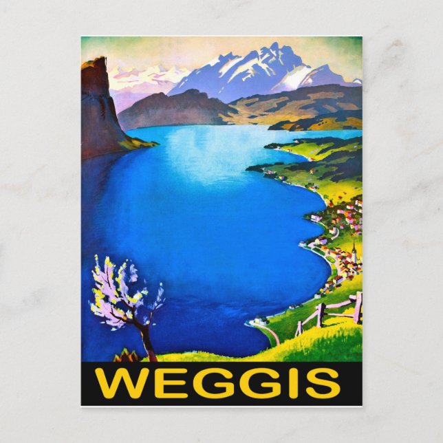 Weggis, utsikt över Lucernersjön, Schweiz Vykort (Framsida)