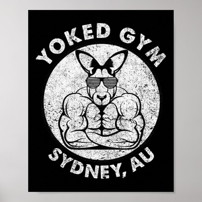 Weight Hiss Yoking Gym Sydney Flex Muscle Kangaroo Poster (Framsidan)