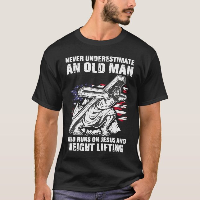 Weight Lifting Dad Christian Weight Training Grand T Shirt (Framsida)