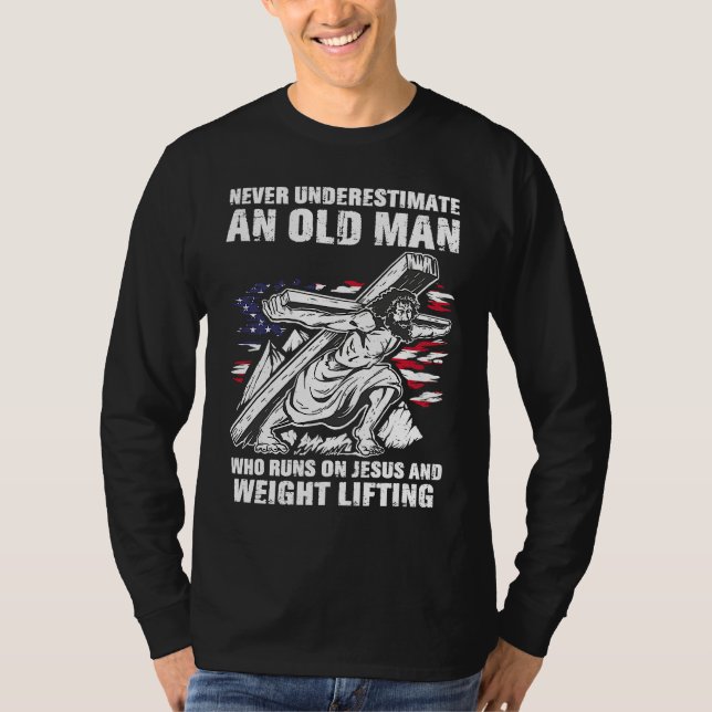 Weight Lifting Dad Christian Weight Training Grand T Shirt (Framsida)