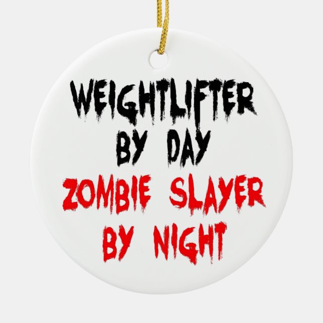 Weightlifter Zombie Sayer Julgransprydnad Keramik (Framsidan)