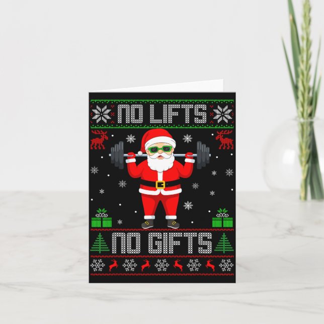 Weightlifting Workout Gym Santa Christmas Ugly Swe Kort (Framsida)