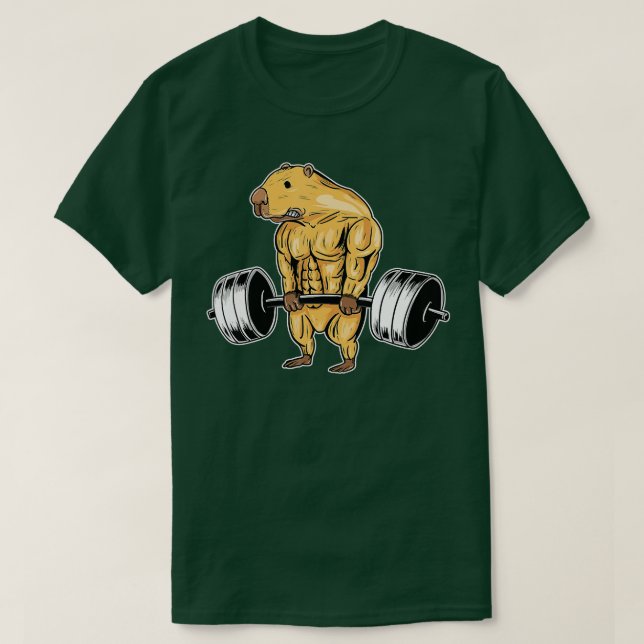Weightlyftande Capybara Bodybuilding Fitness Gym W T Shirt (Design framsida)