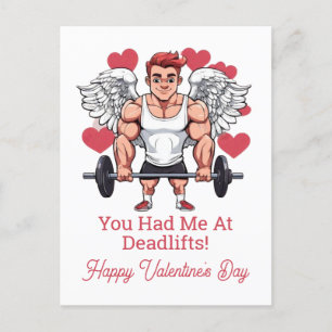Weightlyftande Gym Fitness Trainer Valentine's Helg Vykort