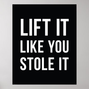 Weightlyftande Gym Quote Hiss It Black White Poster