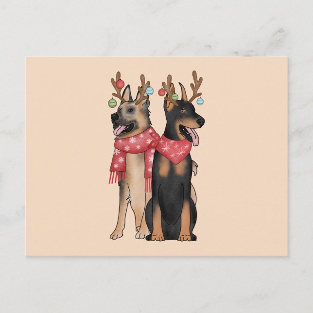 Weihnacht Hunde christmas Doberham German Shepherd Vykort (Framsida)