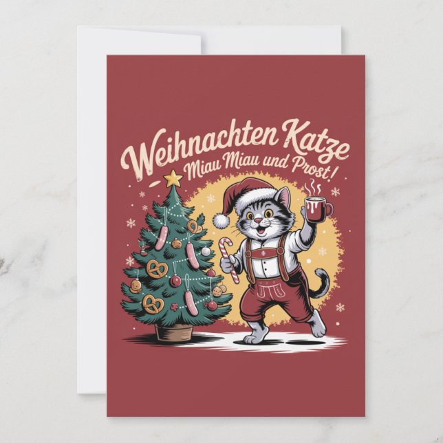 Weihnachten Katze - Christmas Cat Julkort (Framsida)