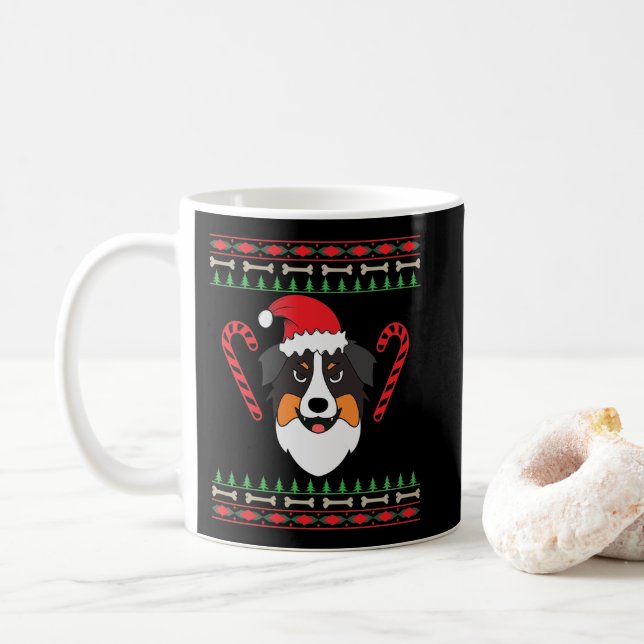 Weihnachten mit Australian Shepherd Hund Kaffemugg (Med munk)