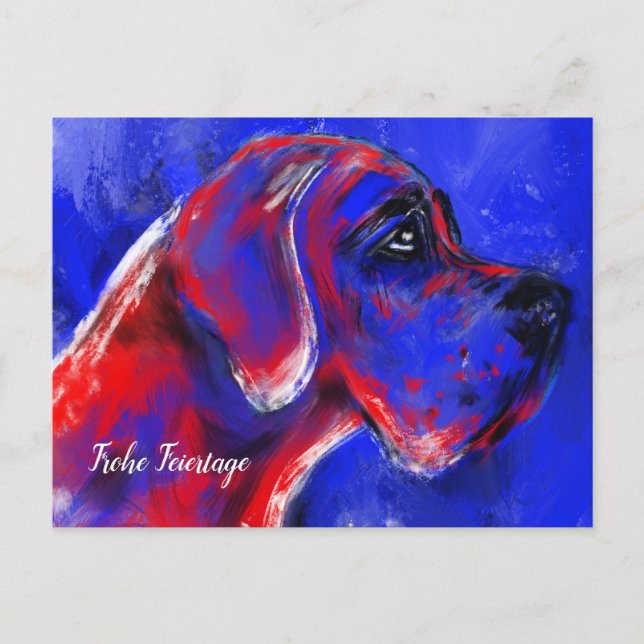 Weihnachten mit Doggen Porträtt Vykort (Framsida)
