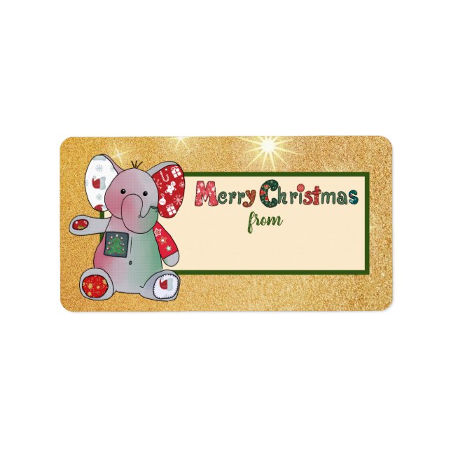 Weihnachten mit Elefant Adressetikett (Framsidan)