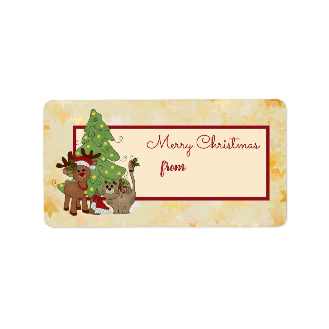 Weihnachten mit Katze Adressetikett (Framsidan)
