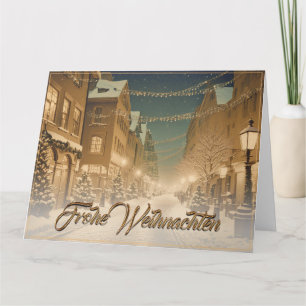 Weihnachtlich verschneite Straßen einer Innenstadt Kort