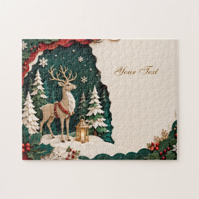 Weihnachtlicher Rentier Wald Rahmen Pussel (Horisontell)