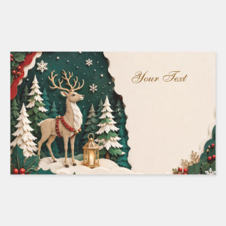 Weihnachtlicher Rentier Wald Rahmen Rektangulärt Klistermärke