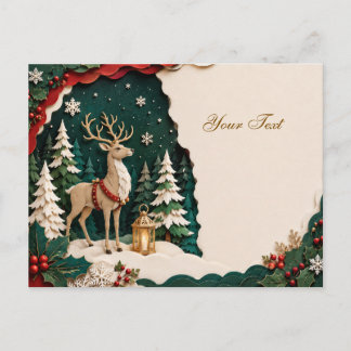 Weihnachtlicher Rentier Wald Rahmen Vykort