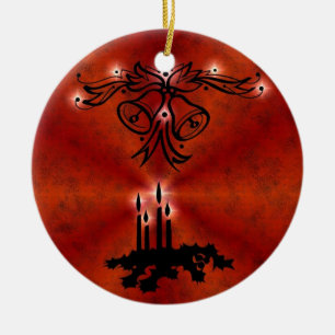 Weihnachts Ornamente mit Sterne auf blau Julgransprydnad Keramik