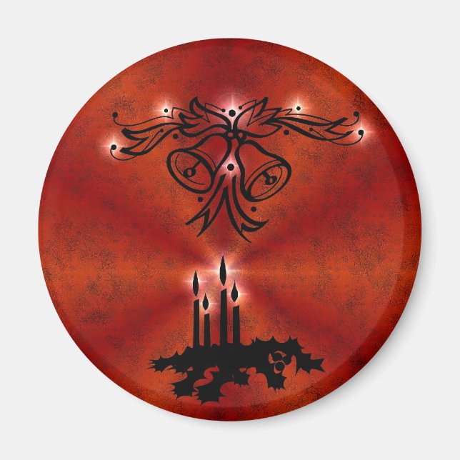 Weihnachts Ornamente mit Sterne auf rot Magnet (Framsidan)