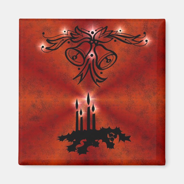 Weihnachts Ornamente mit Sterne auf rot Magnet (Framsidan)