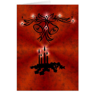 Weihnachts Ornamente mit Sterne auf rot OBS Kort