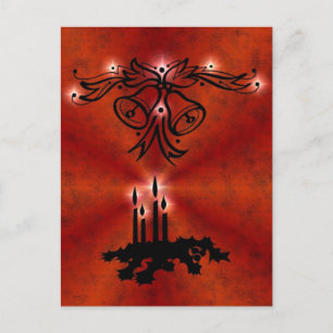 Weihnachts Ornamente mit Sterne auf rot Vykort
