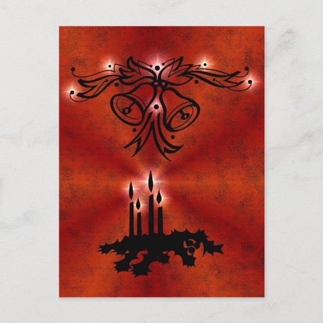 Weihnachts Ornamente mit Sterne auf rot Vykort (Framsida)