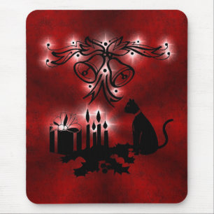 Weihnachts Ornamente mit Sterne und Katze auf rot Musmatta