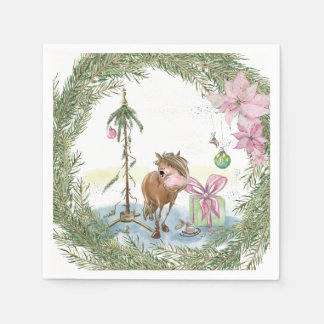 Weihnachts Servietten mit Pony Bild Pappersservett
