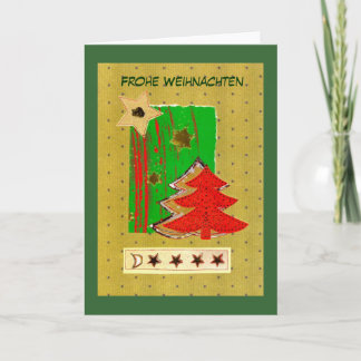 Weihnachtsbaum und Sterne modern in Rot-Gold-Grün Helgkort