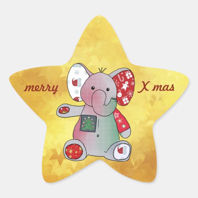Weihnachtselefant Stern-Aufkleber Stjärnformat Klistermärke (Framsida)