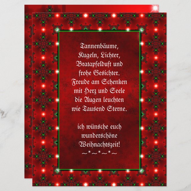 Weihnachtsgedicht Deutsch, lägg till din text (Fram/baksida)