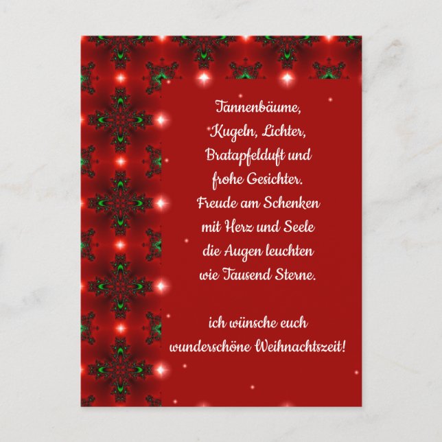 Weihnachtsgedicht Deutsch, lägg till din text Vykort (Framsida)