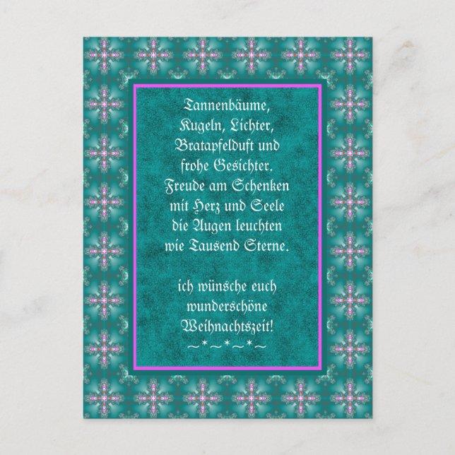 Weihnachtsgedicht Deutsch, lägg till din text Vykort (Framsida)