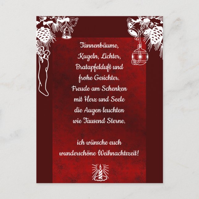 Weihnachtsgedicht Deutsch, lägg till ditt postkort Vykort (Framsida)