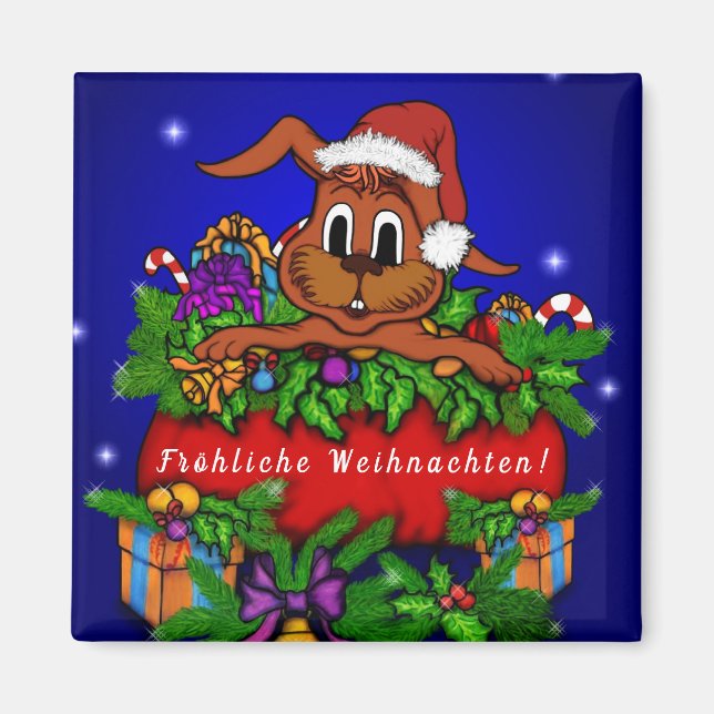 Weihnachtskaninchen, Fröhliche Weihnachten! Magnet (Framsidan)