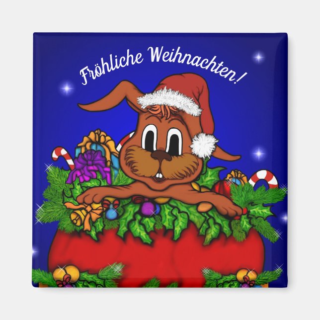 Weihnachtskaninchen, Fröhliche Weihnachten! Magnet (Framsidan)