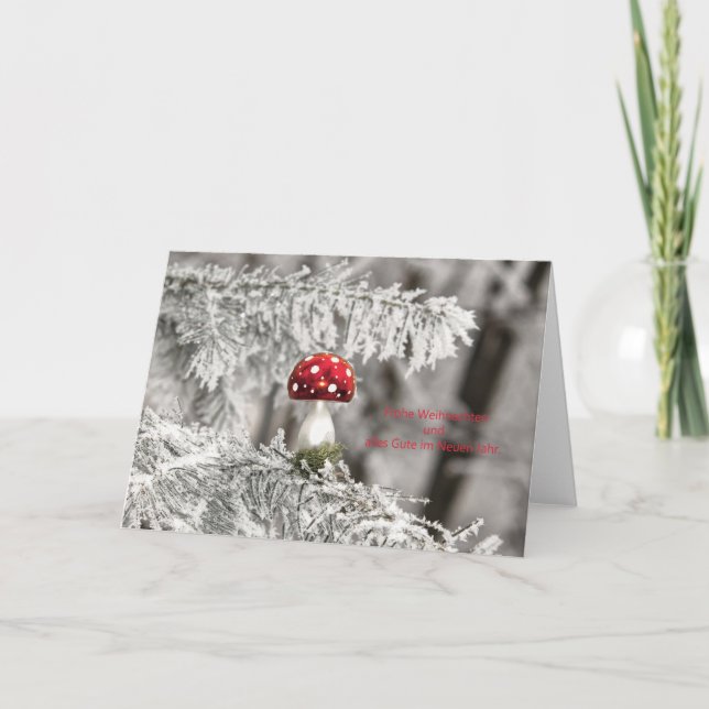 Weihnachtskarte Christbaum Fliegenpilz Helgkort (Framsida)