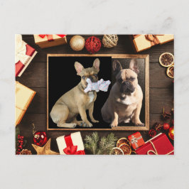 Weihnachtskarte französische Bulldoggen Christmas Vykort