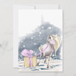 Weihnachtskarte mit Pferd und Weihnachtspacket Julkort