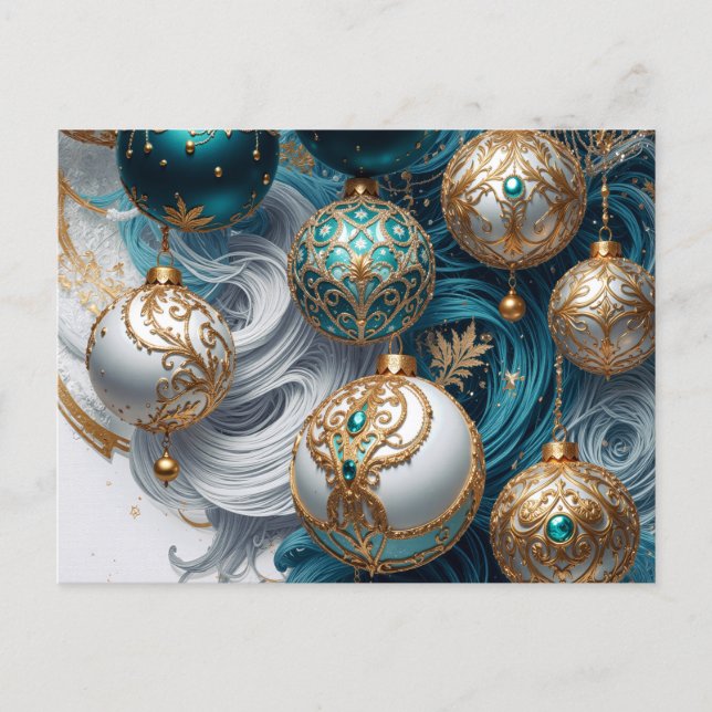 Weihnachtskarte Postkarte mit luxuriösen Ornamente Vykort (Framsida)