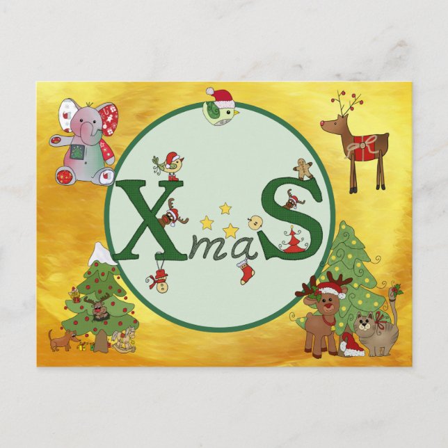 Weihnachtskolage Postkarte Vykort (Framsida)