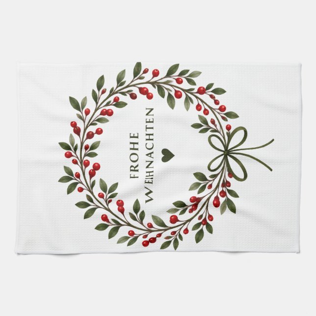 Weihnachtskranz- Kökshandduk (Horisontell)