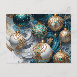 Weihnachtskugeln Blau Gold Luxus Ornament Helg Vykort