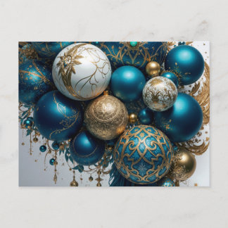 Weihnachtskugeln Gold Blau Luxus Fest Helg Vykort