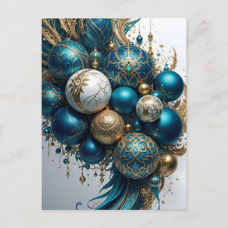 Weihnachtskugeln Gold Blau Luxus Fest Standard Vykort