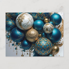 Weihnachtskugeln Gold Blau Luxus Fest Standard Vykort